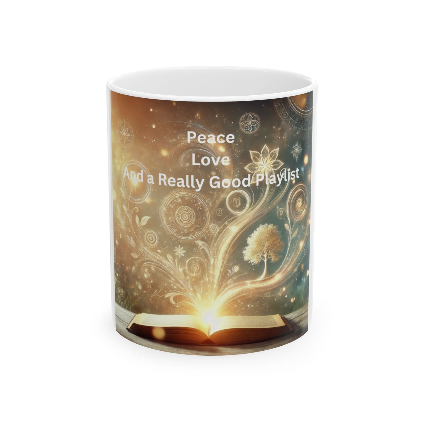 Peace Love Playlist Ceramic Mug - 11oz & 15oz Coffee Cup
