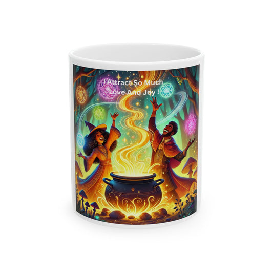 Magical Love and Joy Ceramic Mug - Inspiring Wizard Design (11oz, 15oz)